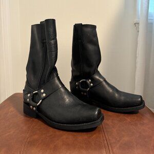 Dillon J. B. Men’s Genuine Leather Black Square Toe Motorcycle Boot - Size 9 D